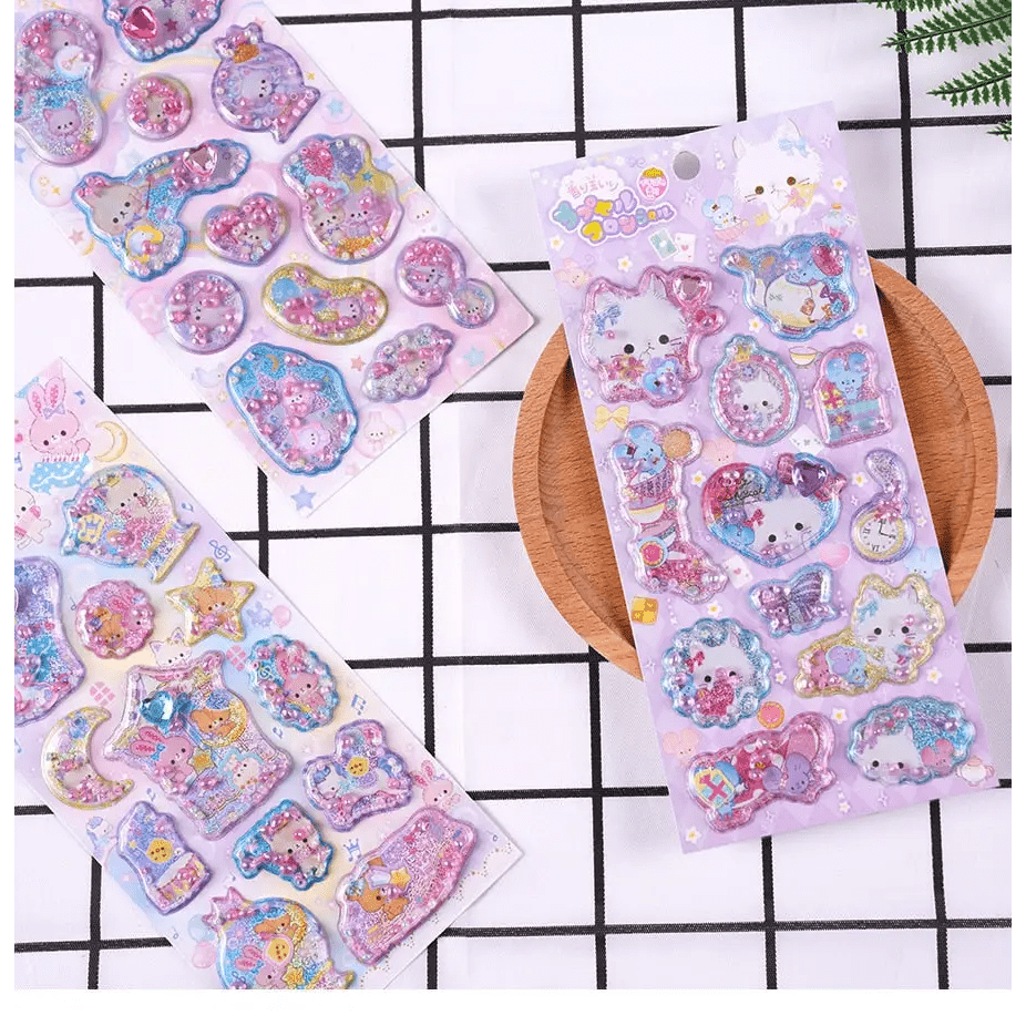 Glittering 3D Puffy Kitty Cat Stickers - Cosparty