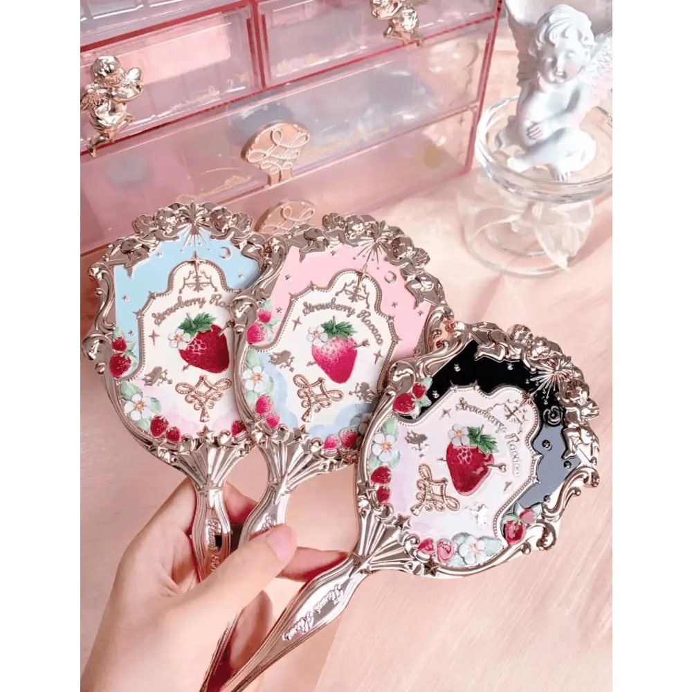 Glittering Strawberry Berry Angelic Makeup Mirror for Vanity Display - Cosparty