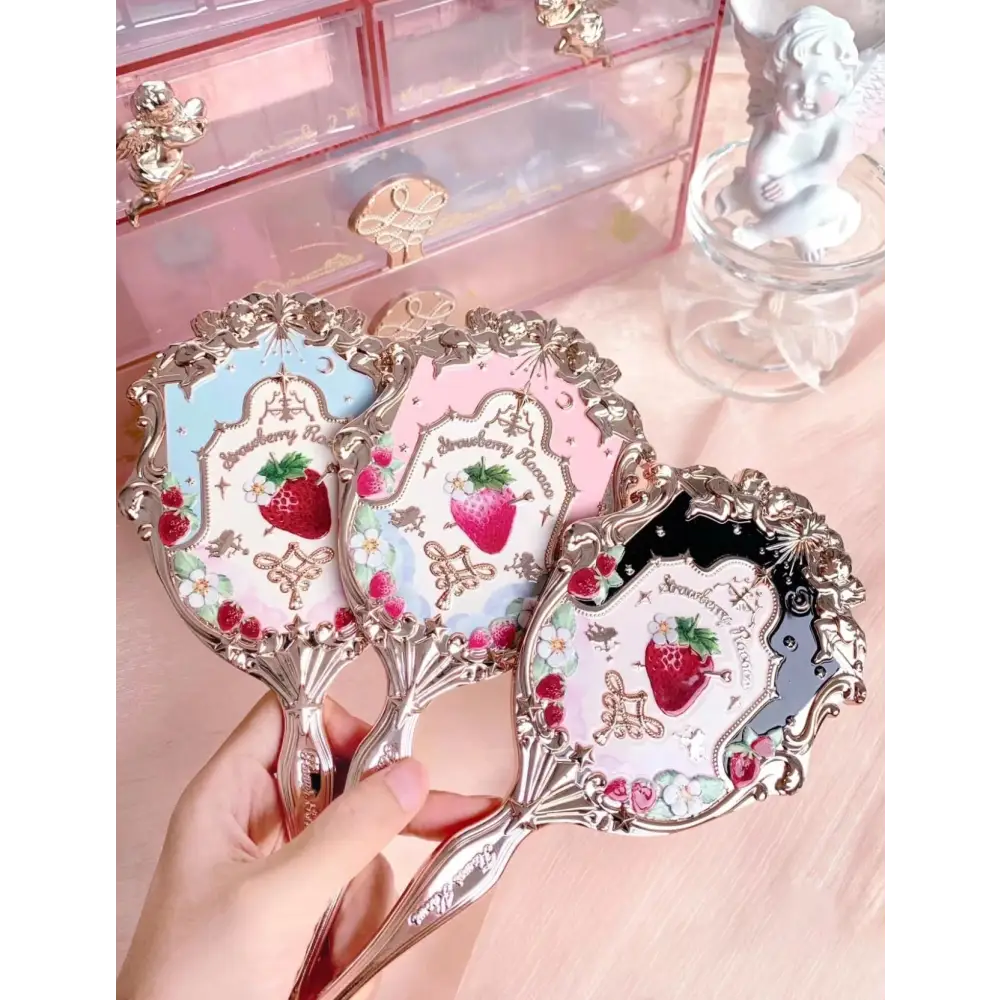 Glittering Strawberry Berry Angelic Makeup Mirror for Vanity Display - mirror