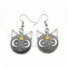 Glittery Cat Earrings with Half Moons in Resin Art - Jewelry