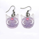 Glittery Cat Earrings with Half Moons in Resin Art - Cosparty