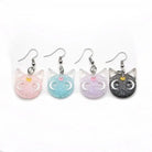 Glittery Cat Earrings with Half Moons in Resin Art - Jewelry