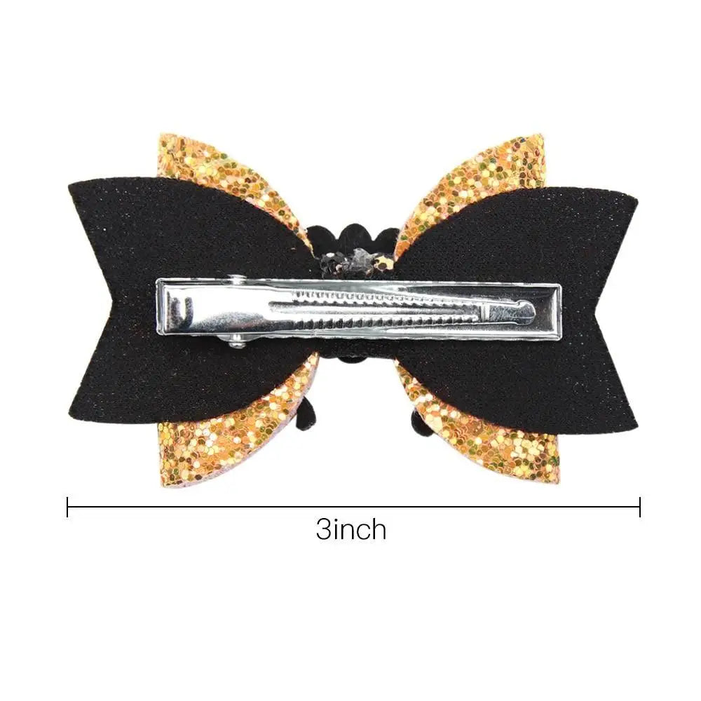 Glittery Halloween Hair Bows with Spooky Cabochons in Stock - hair accessory