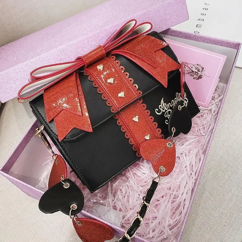 Glittery Lolita Gift Handbag Shaped Like a Present With Bow - purse