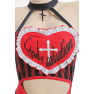 God's Salvation Onesie with Gothic Striped Design in Black and Red - Cosparty