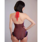 God’s Salvation Onesie with Gothic Striped Design in Black and Red - lingerie