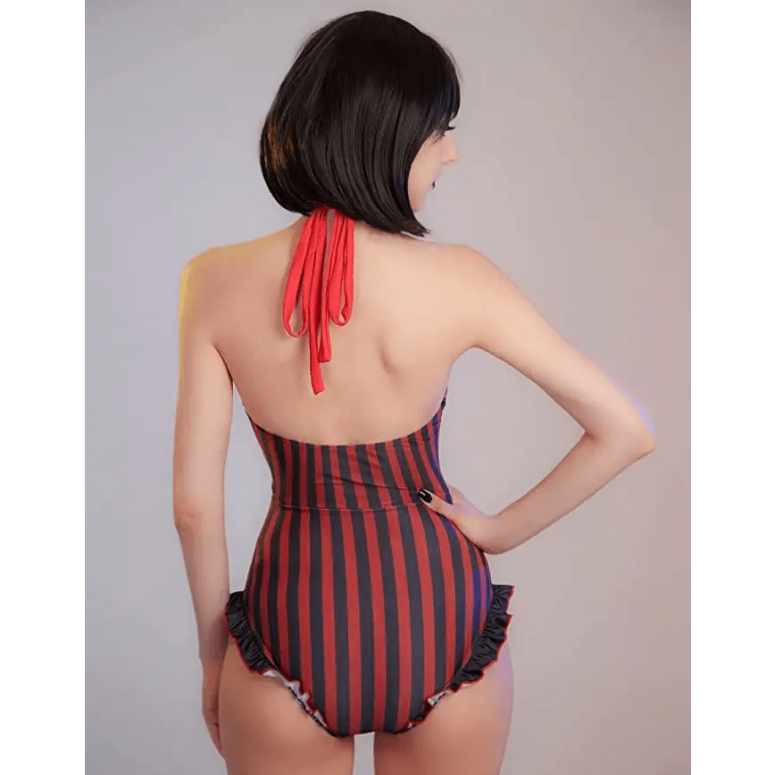 God's Salvation Onesie with Gothic Striped Design in Black and Red - Cosparty