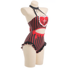 God's Salvation Onesie with Gothic Striped Design in Black and Red - Cosparty