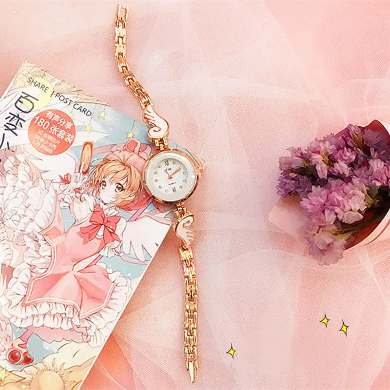 Gold Angel Wing Watch Inspired by Mahou Shoujo Anime - Jewelry