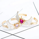 Gold Plated Angel Wing Gemstone Cuff Bracelet for Magical Girls - Jewelry