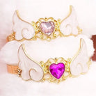 Gold Plated Angel Wing Gemstone Cuff Bracelet for Magical Girls - Jewelry