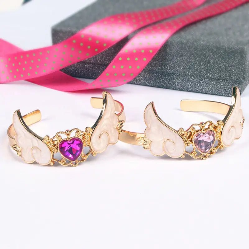 Gold Plated Angel Wing Gemstone Cuff Bracelet for Magical Girls - Cosparty