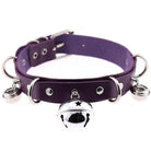 Purple Cat Collar Bell Choker Necklace Pet Play Kitten Play Kitty Neko Cosplay Costume Jewelry Vegan Leather