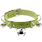 Green Lime Cat Collar Bell Choker Necklace Pet Play Kitten Play Kitty Neko Cosplay Costume Jewelry Vegan Leather