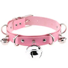 Pink Cat Collar Bell Choker Necklace Pet Play Kitten Play Kitty Neko Cosplay Costume Jewelry Vegan Leather