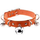 Orange Cat Collar Bell Choker Necklace Pet Play Kitten Play Kitty Neko Cosplay Costume Jewelry Vegan Leather