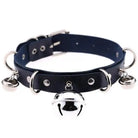 Navy Cat Collar Bell Choker Necklace Pet Play Kitten Play Kitty Neko Cosplay Costume Jewelry Vegan Leather