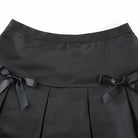 Gorgeous Black Velvety Suede Pleated Skirt with Lace Details - Cosparty