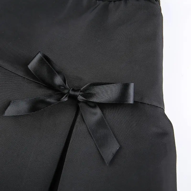 Gorgeous Black Velvety Suede Pleated Skirt with Lace Details - Cosparty