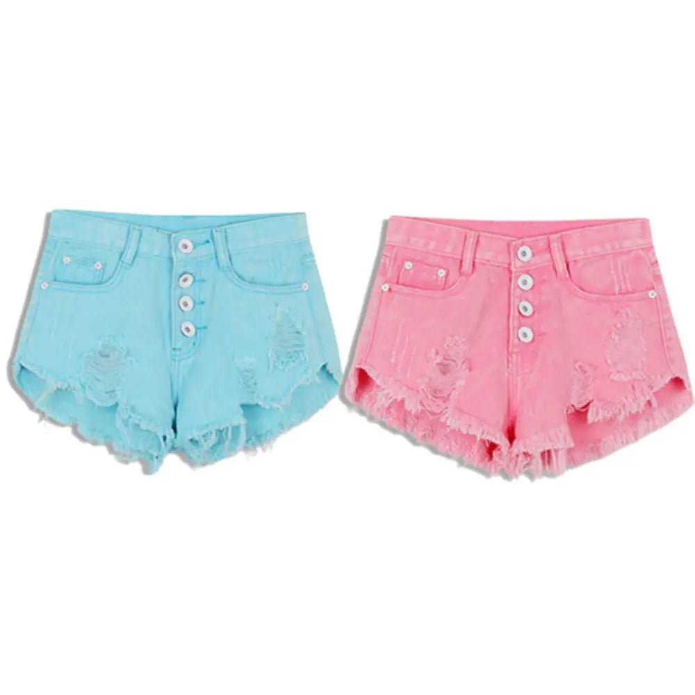 Gorgeous Distressed Acid - Washed Candy Colored Shorts - Cosparty