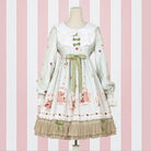 Gorgeous Lolita Dress with Squirrel Cameo in Various Colors and Sleeves - green long sleeve / S - Dress