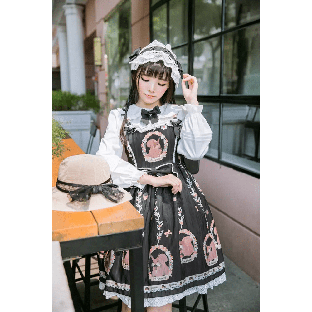 Gorgeous Lolita Dress with Squirrel Cameo in Various Colors and Sleeves - Cosparty