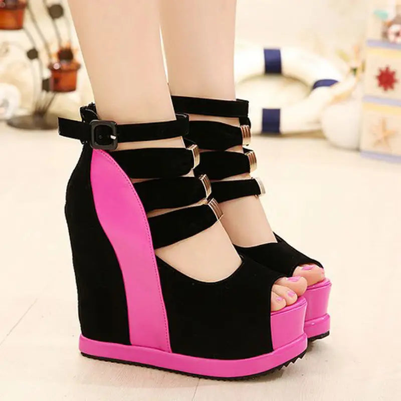 Gorgeous Magenta Pink or White Peep Toe Platform Sandals - Shoes