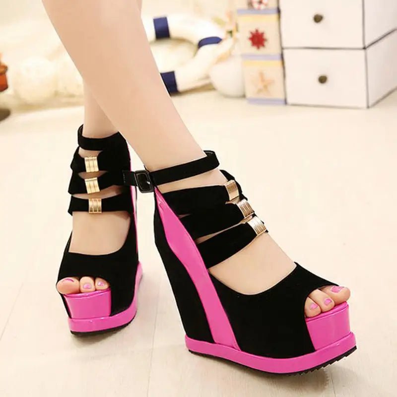 Gorgeous Magenta Pink or White Peep Toe Platform Sandals - Cosparty