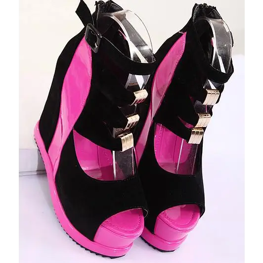 Gorgeous Magenta Pink or White Peep Toe Platform Sandals - Shoes