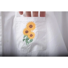 Gorgeous White Peter-Pan Style Sunflower Button-Up Blouse - shirt