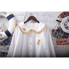 Gorgeous White Peter - Pan Style Sunflower Button - Up Blouse - Cosparty