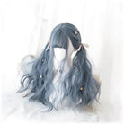 Gothic Blue Long Wavy Lolita Wig with Sweet Fringe and Ombre Color - Cosparty
