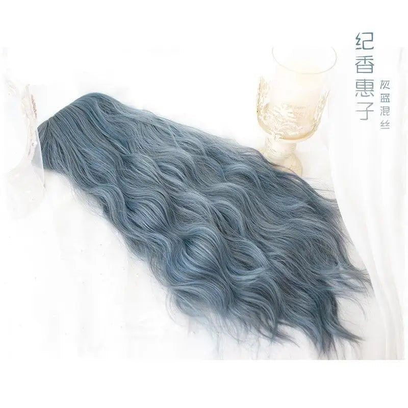 Gothic Blue Long Wavy Lolita Wig with Sweet Fringe and Ombre Color - Cosparty