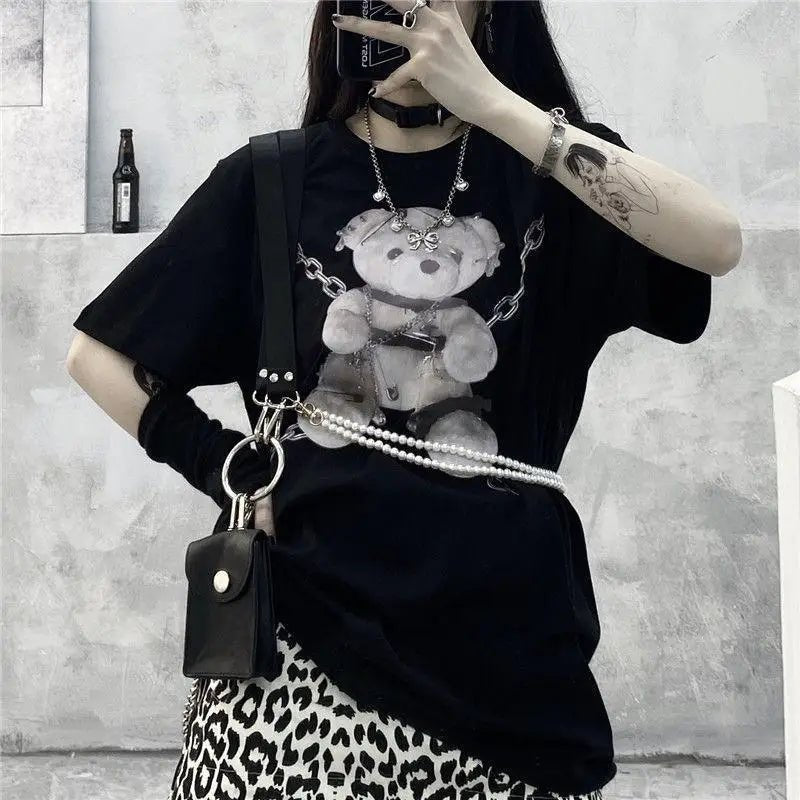 Gothic Chained Bear T-Shirt for Dark - Themed Events - Cosparty