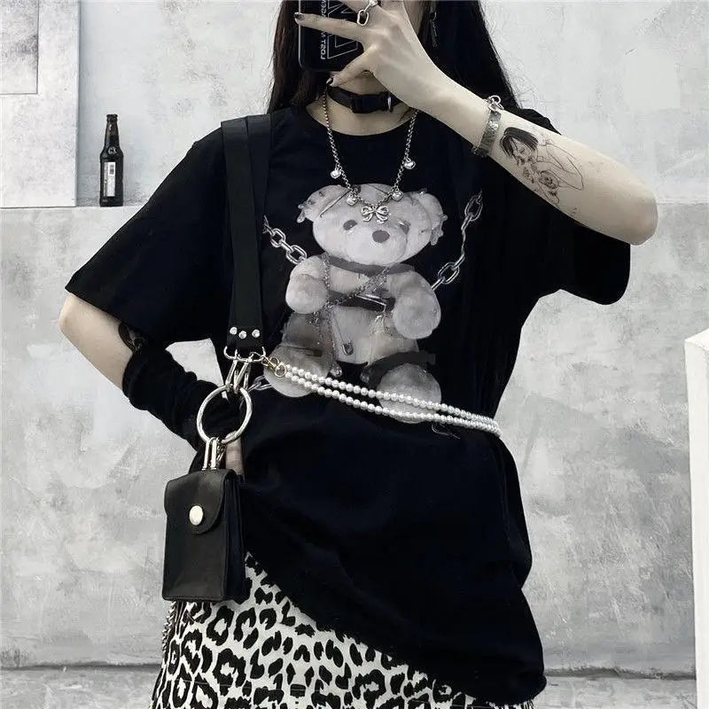 Gothic Chained Bear T-Shirt for Dark-Themed Events - shirt