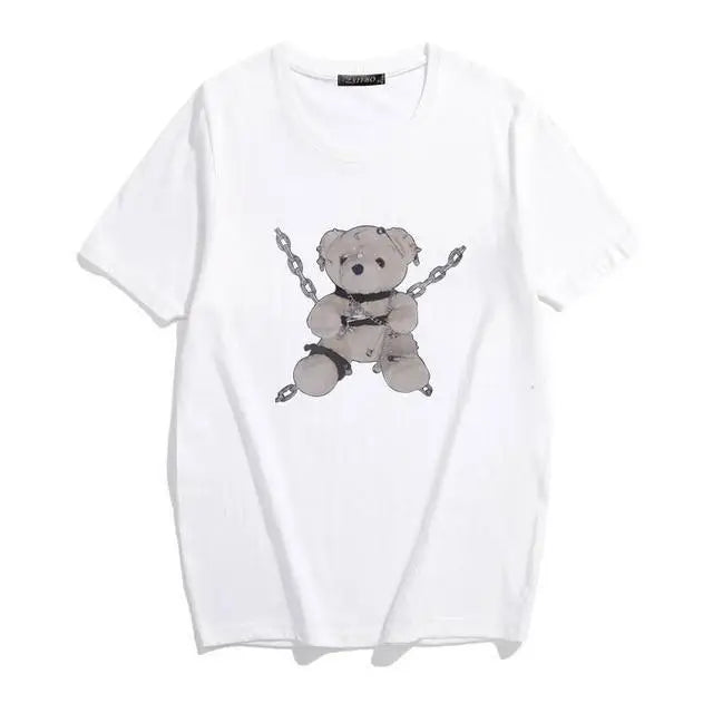 Gothic Chained Bear T-Shirt for Dark-Themed Events - shirt