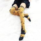 Gothic Halloween Stockings with Spooky Black and Orange Print - Cosparty