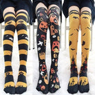 Gothic Halloween Stockings with Spooky Black and Orange Print - Cosparty