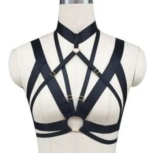 Gothic Inspired O - Ring Chest Harness with Spandex Straps - Cosparty