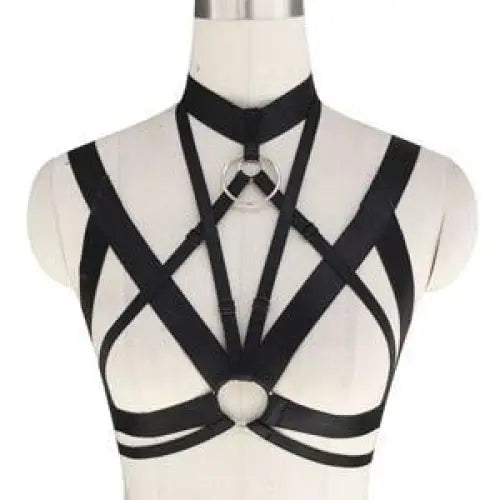 Sexy Spandex Chest Harness Star garter belt vegan leather buckles bondage bdsm romantic fashion accessory