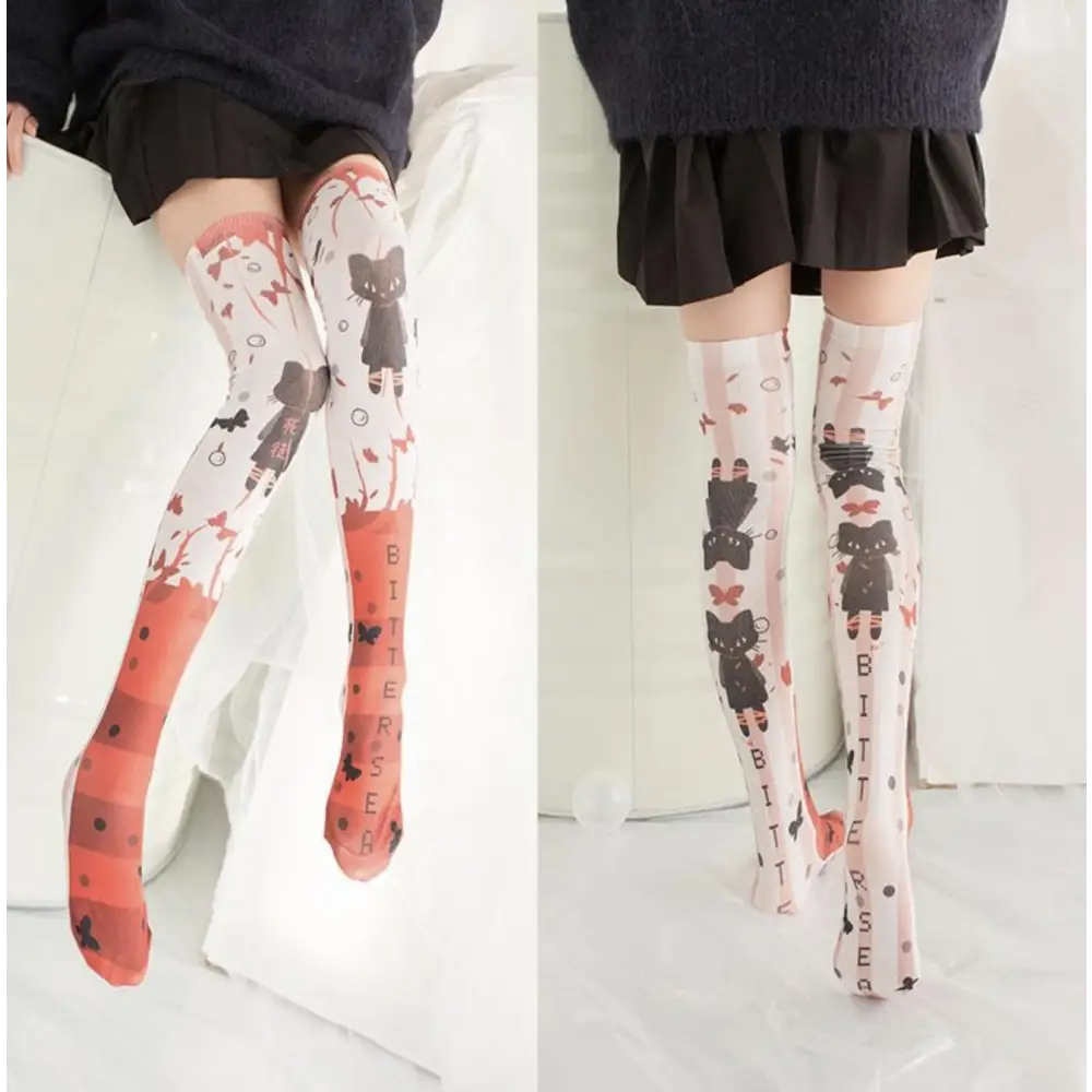 Spooky Creepy Gothic Lolita Stockings Socks Thigh Highs Kawaii