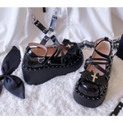 Gothic Lolita Bat Wing Platform Wedge Shoes with Strappy Buckles - shoes