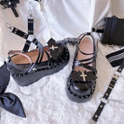 Gothic Lolita Bat Wing Platform Wedge Shoes with Strappy Buckles - Cosparty