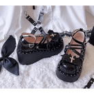 Gothic Lolita Bat Wing Platform Wedge Shoes with Strappy Buckles - Cosparty