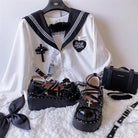 Gothic Lolita Bat Wing Platform Wedge Shoes with Strappy Buckles - Cosparty