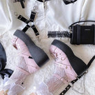 Gothic Lolita Bat Wing Platform Wedge Shoes with Strappy Buckles - Cosparty