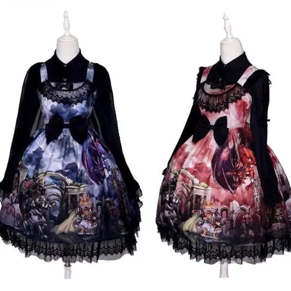 Gothic Lolita Medieval Themed Dress with Dark Victorian Influences - Dress