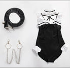 Gothic Priestess Inspired Belted Bodysuit for Dark Occult Aesthetic - Cosparty