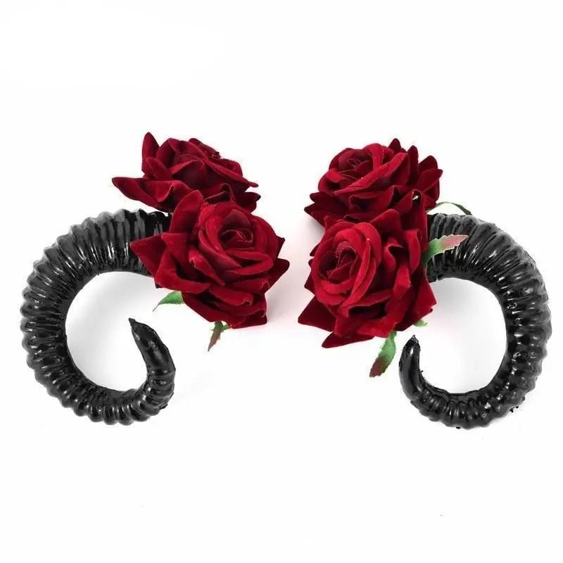 Gothic Ram Horns Hair Clips for Occult and Pagan Themes - Cosparty