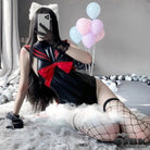 Gothic Sailor Scout Onesie in Black and Red Vegan Leather - Cosparty